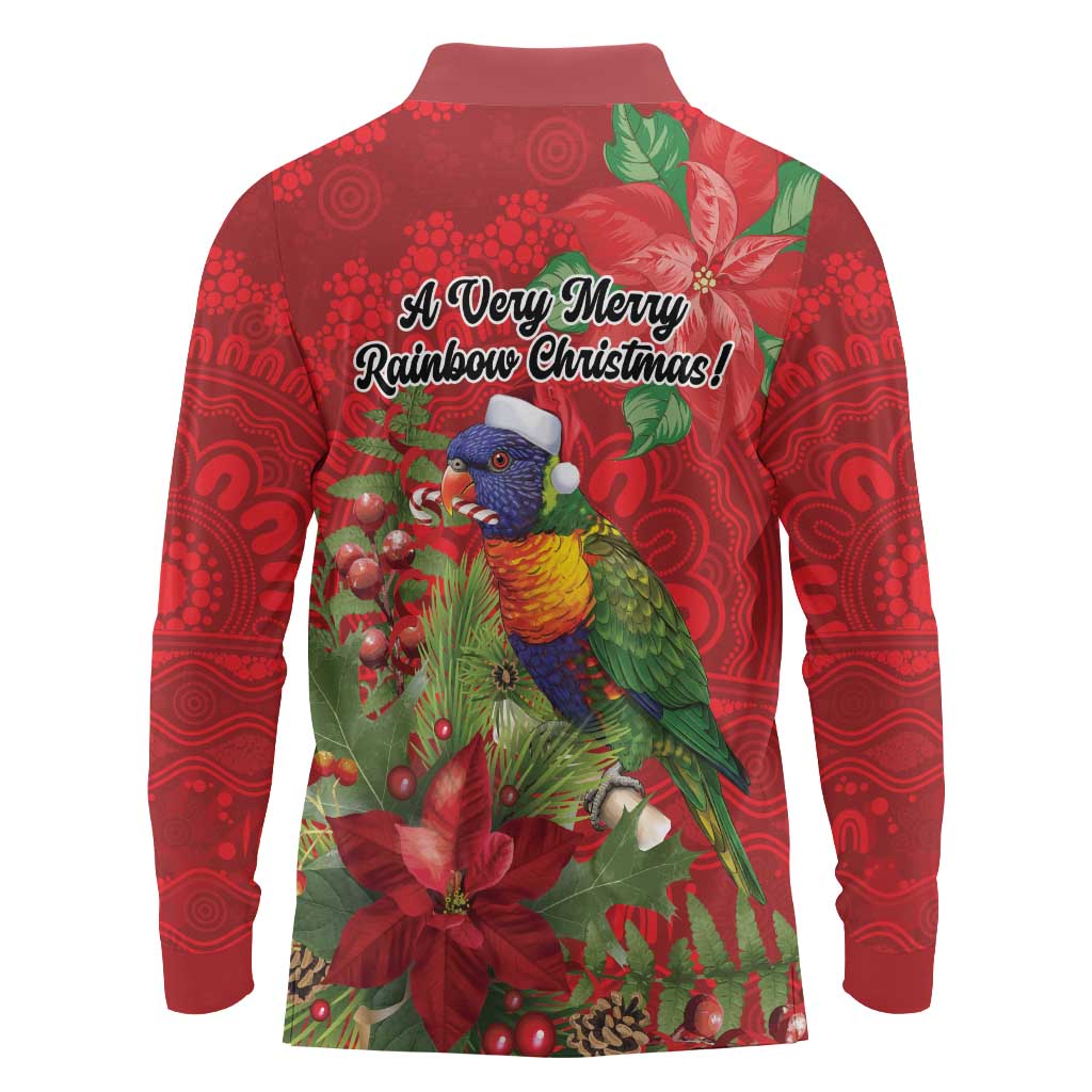 Aussie Rainbow lorikeet Long Sleeve Polo Shirt Aboriginal Inspired Christmas - Aussie Hoodie