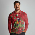 Aussie Rainbow lorikeet Long Sleeve Polo Shirt Aboriginal Inspired Christmas - Aussie Hoodie