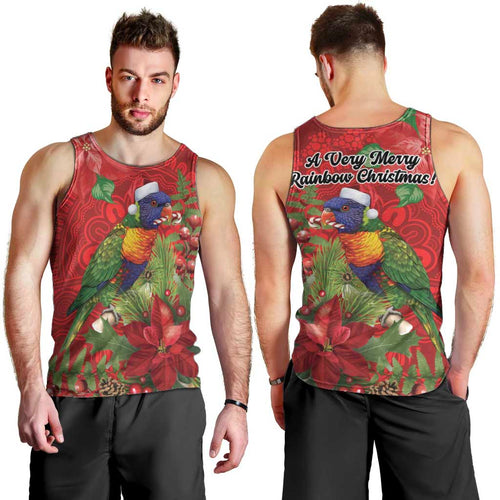 Aussie Rainbow lorikeet Men Tank Top Aboriginal Inspired Christmas - Aussie Hoodie