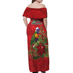 Aussie Rainbow lorikeet Off Shoulder Maxi Dress Aboriginal Inspired Christmas - Aussie Hoodie