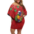 Aussie Rainbow lorikeet Off Shoulder Short Dress Aboriginal Inspired Christmas - Aussie Hoodie