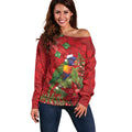 Aussie Rainbow lorikeet Off Shoulder Sweater Aboriginal Inspired Christmas - Aussie Hoodie
