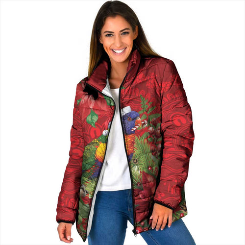 Aussie Rainbow lorikeet Padded Jacket Aboriginal Inspired Christmas - Aussie Hoodie