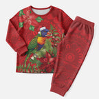 Aussie Rainbow lorikeet Christmas Pajama Set Aboriginal Inspired Christmas - Aussie Hoodie
