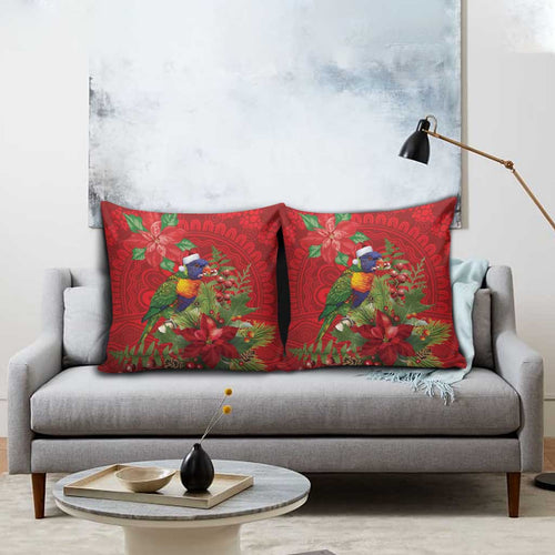 Aussie Rainbow lorikeet Pillow Cover Aboriginal Inspired Christmas - Aussie Hoodie