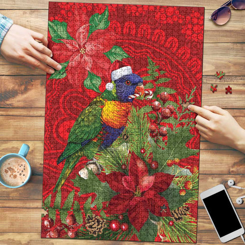 Aussie Rainbow lorikeet Puzzle Aboriginal Inspired Christmas - Aussie Hoodie