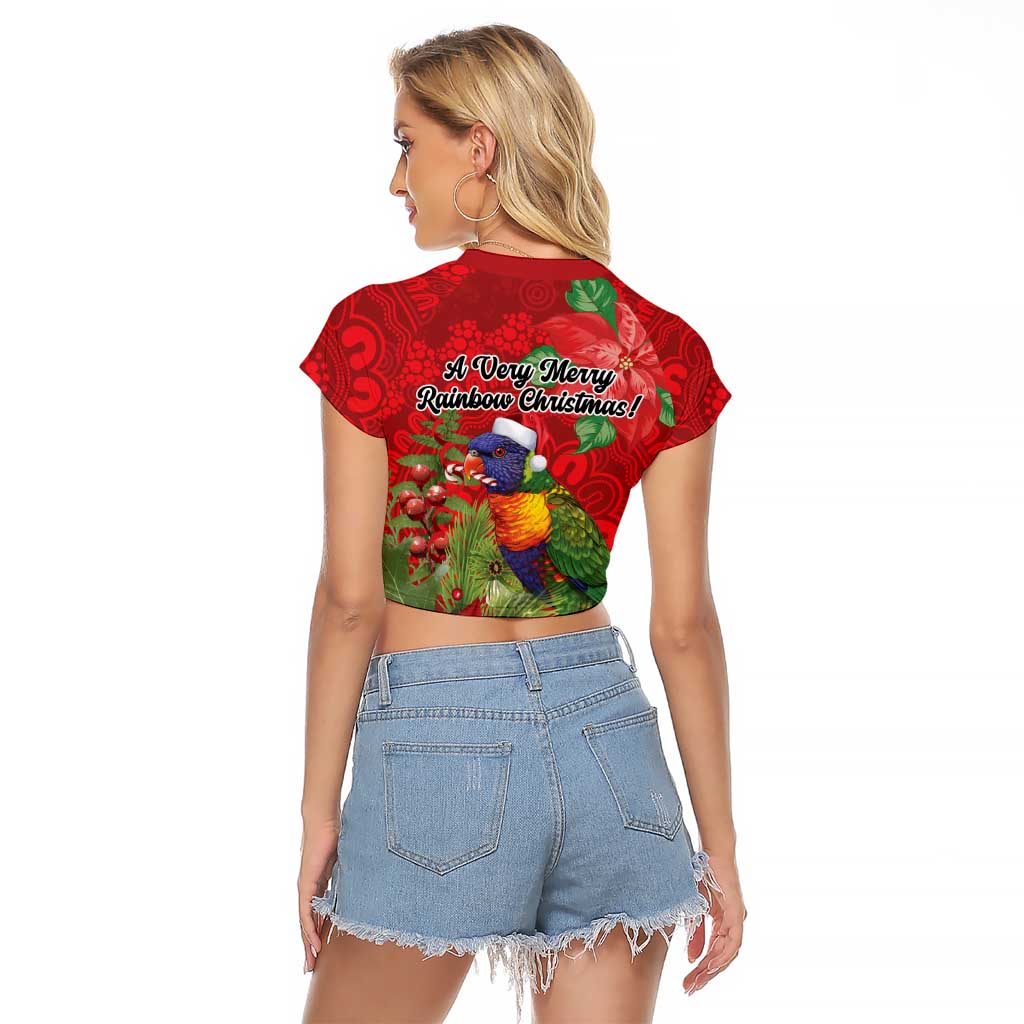 Aussie Rainbow lorikeet Raglan Cropped T Shirt Aboriginal Inspired Christmas - Aussie Hoodie