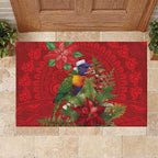 Aussie Rainbow lorikeet Rubber Doormat Aboriginal Inspired Christmas - Aussie Hoodie