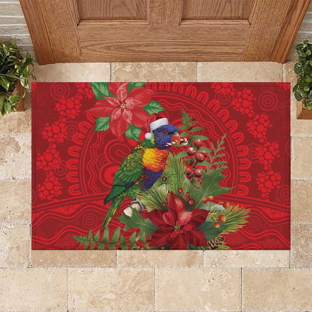 Aussie Rainbow lorikeet Rubber Doormat Aboriginal Inspired Christmas - Aussie Hoodie