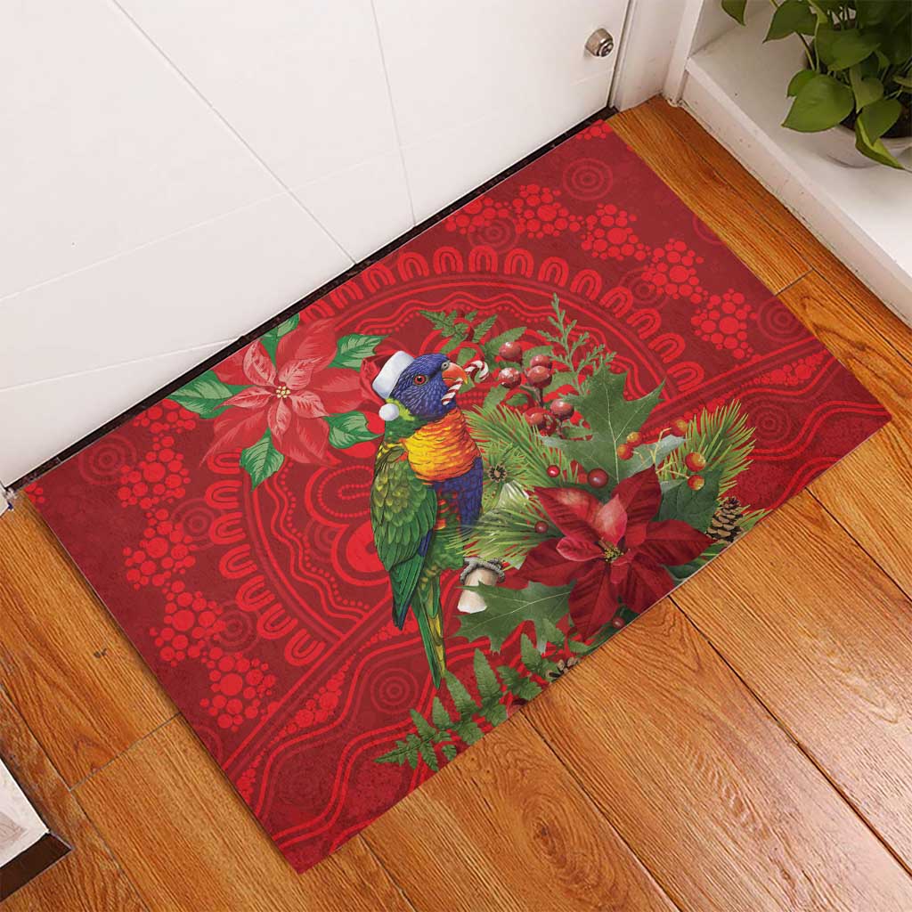 Aussie Rainbow lorikeet Rubber Doormat Aboriginal Inspired Christmas - Aussie Hoodie