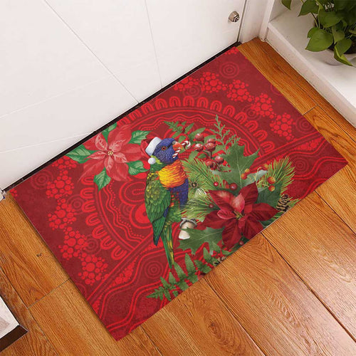Aussie Rainbow lorikeet Rubber Doormat Aboriginal Inspired Christmas - Aussie Hoodie