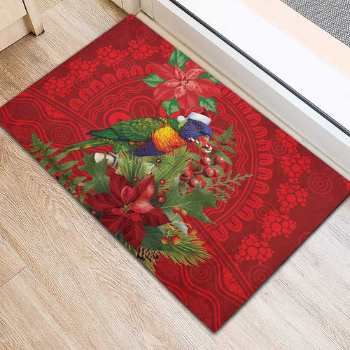 Aussie Rainbow lorikeet Rubber Doormat Aboriginal Inspired Christmas - Aussie Hoodie