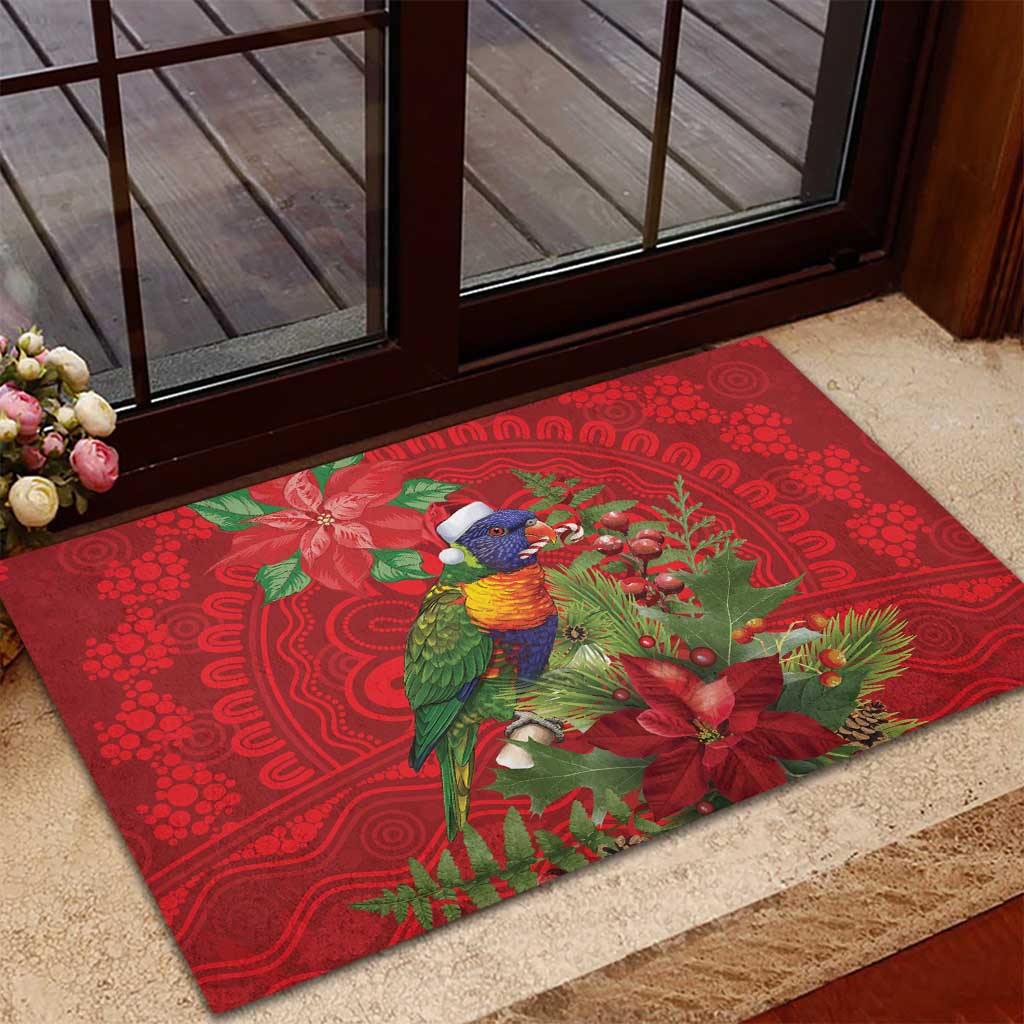 Aussie Rainbow lorikeet Rubber Doormat Aboriginal Inspired Christmas - Aussie Hoodie