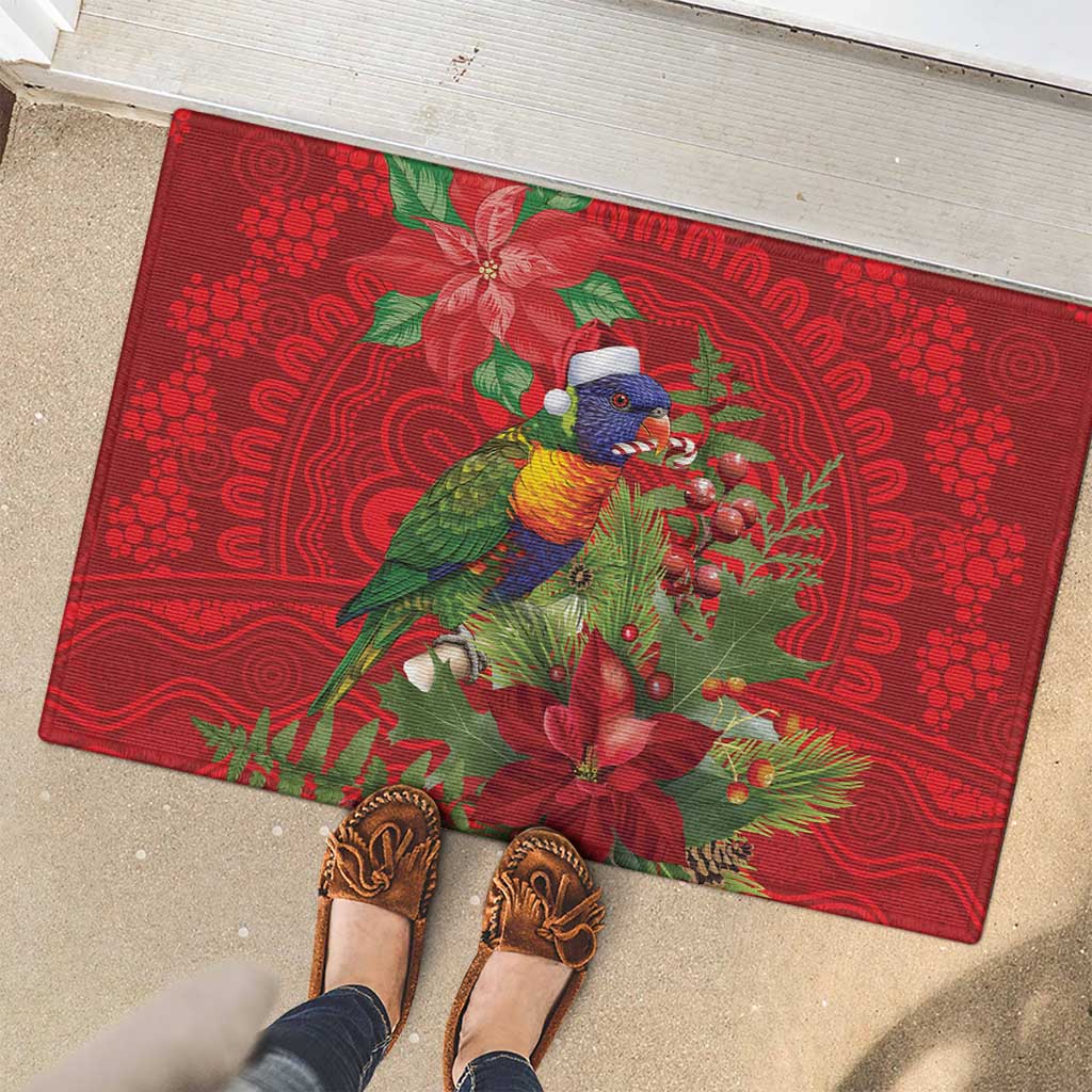 Aussie Rainbow lorikeet Rubber Doormat Aboriginal Inspired Christmas - Aussie Hoodie