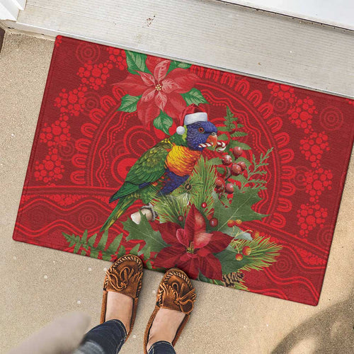 Aussie Rainbow lorikeet Rubber Doormat Aboriginal Inspired Christmas - Aussie Hoodie