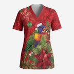 Aussie Rainbow lorikeet Scrub Top Aboriginal Inspired Christmas - Aussie Hoodie