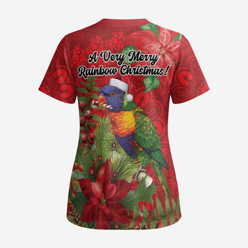 Aussie Rainbow lorikeet Scrub Top Aboriginal Inspired Christmas - Aussie Hoodie