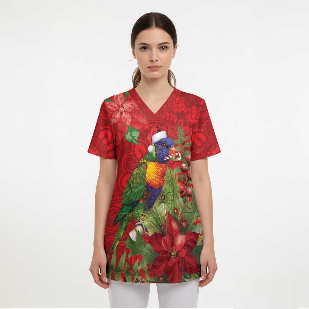 Aussie Rainbow lorikeet Scrub Top Aboriginal Inspired Christmas - Aussie Hoodie