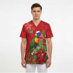Aussie Rainbow lorikeet Scrub Top Aboriginal Inspired Christmas - Aussie Hoodie