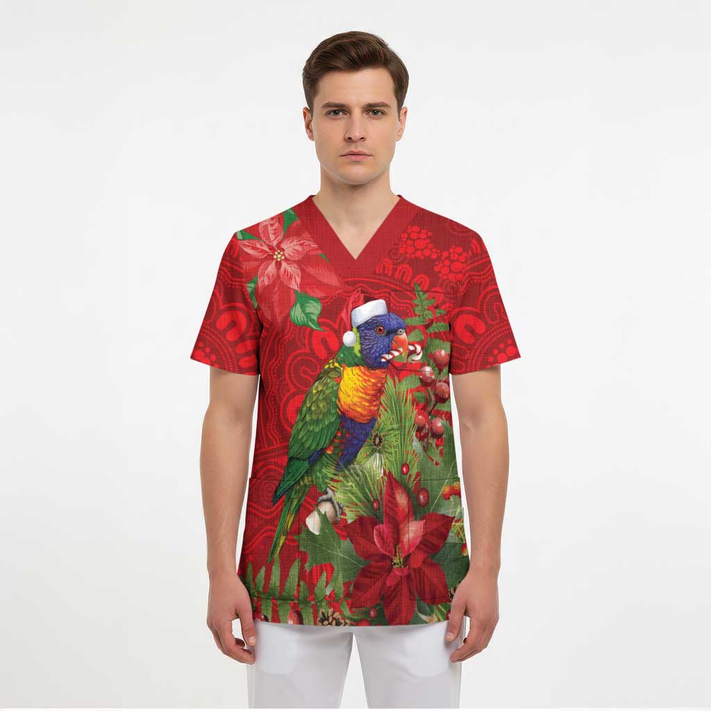 Aussie Rainbow lorikeet Scrub Top Aboriginal Inspired Christmas - Aussie Hoodie