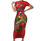 Aussie Rainbow lorikeet Short Sleeve Bodycon Dress Aboriginal Inspired Christmas - Aussie Hoodie