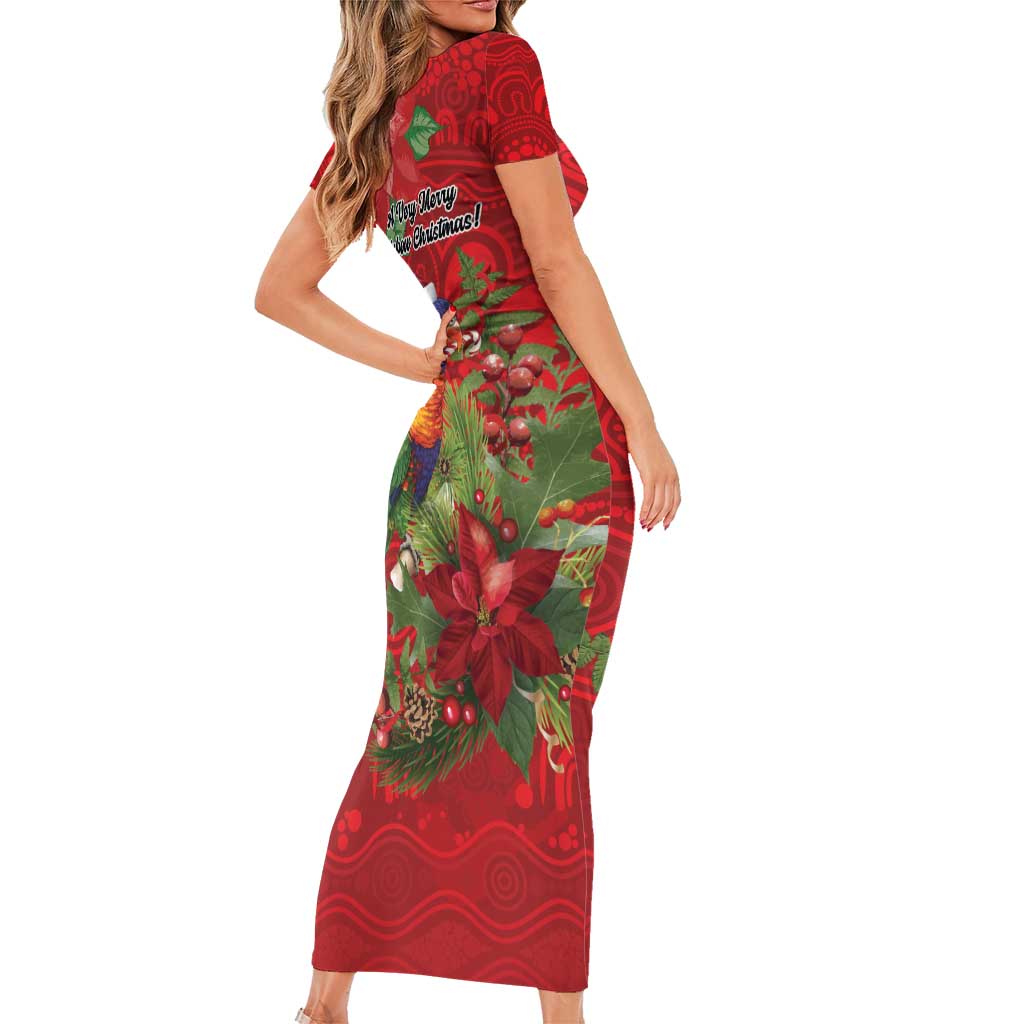 Aussie Rainbow lorikeet Short Sleeve Bodycon Dress Aboriginal Inspired Christmas - Aussie Hoodie