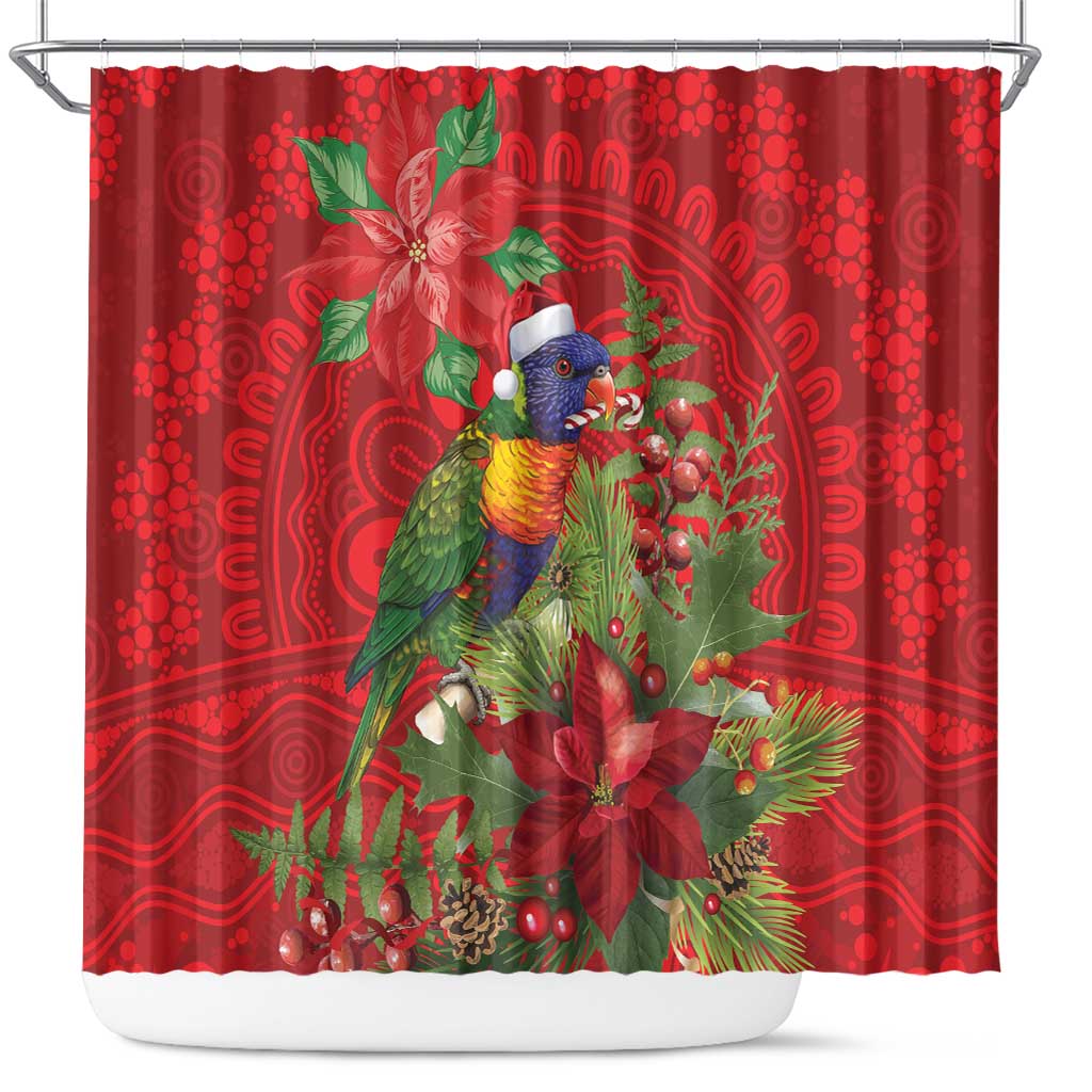 Aussie Rainbow lorikeet Shower Curtain Aboriginal Inspired Christmas - Aussie Hoodie