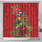 Aussie Rainbow lorikeet Shower Curtain Aboriginal Inspired Christmas - Aussie Hoodie