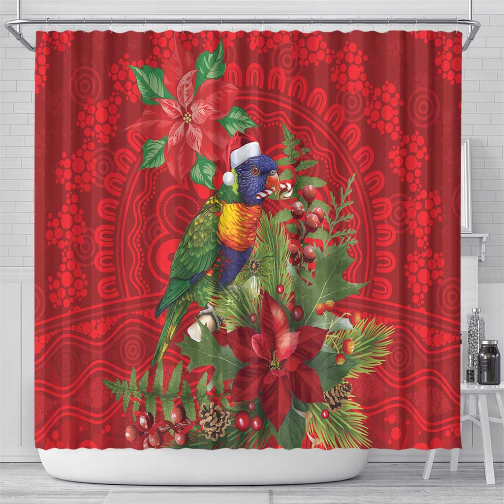 Aussie Rainbow lorikeet Shower Curtain Aboriginal Inspired Christmas - Aussie Hoodie