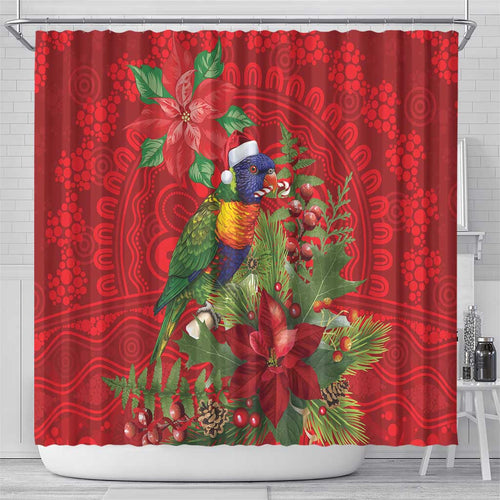 Aussie Rainbow lorikeet Shower Curtain Aboriginal Inspired Christmas - Aussie Hoodie