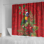 Aussie Rainbow lorikeet Shower Curtain Aboriginal Inspired Christmas - Aussie Hoodie