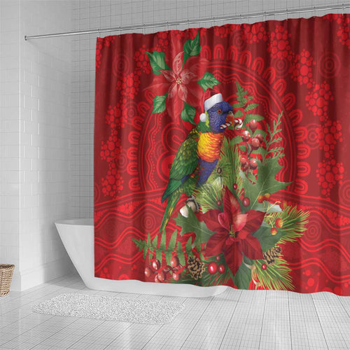 Aussie Rainbow lorikeet Shower Curtain Aboriginal Inspired Christmas - Aussie Hoodie