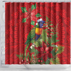 Aussie Rainbow lorikeet Shower Curtain Aboriginal Inspired Christmas - Aussie Hoodie