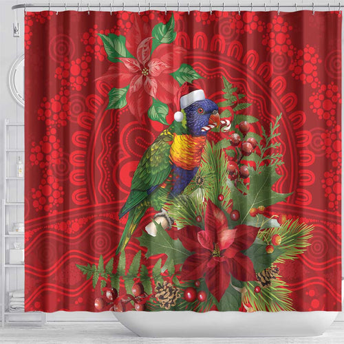 Aussie Rainbow lorikeet Shower Curtain Aboriginal Inspired Christmas - Aussie Hoodie