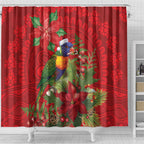 Aussie Rainbow lorikeet Shower Curtain Aboriginal Inspired Christmas - Aussie Hoodie