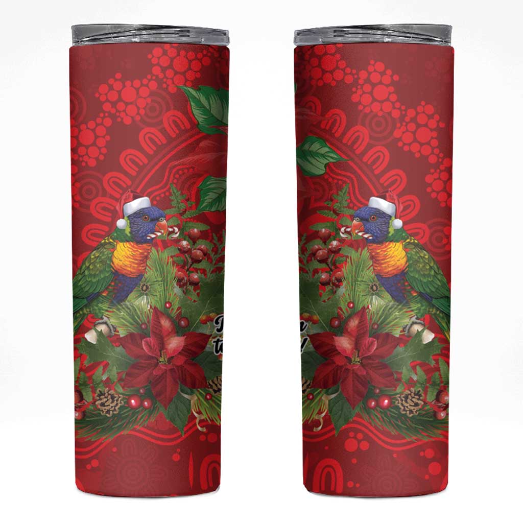 Aussie Rainbow lorikeet Skinny Tumbler Aboriginal Inspired Christmas - Aussie Hoodie