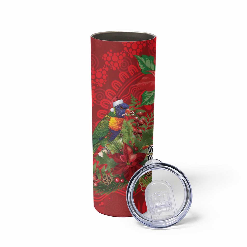 Aussie Rainbow lorikeet Skinny Tumbler Aboriginal Inspired Christmas - Aussie Hoodie