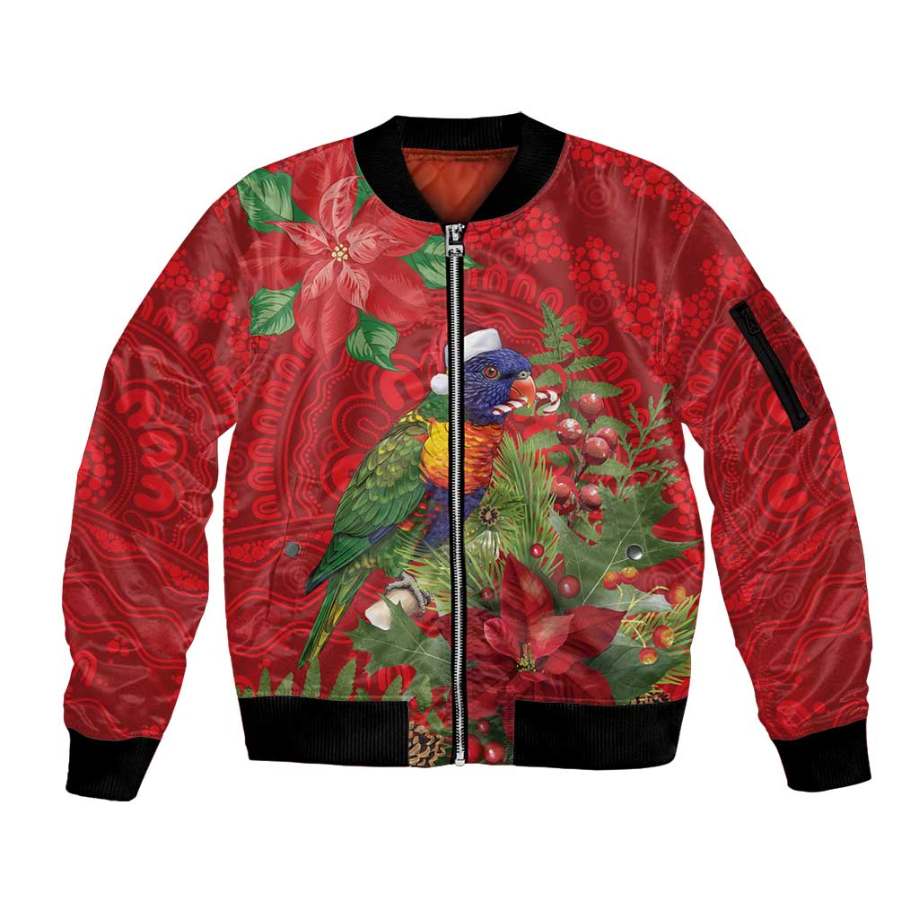 Aussie Rainbow lorikeet Sleeve Zip Bomber Jacket Aboriginal Inspired Christmas - Aussie Hoodie