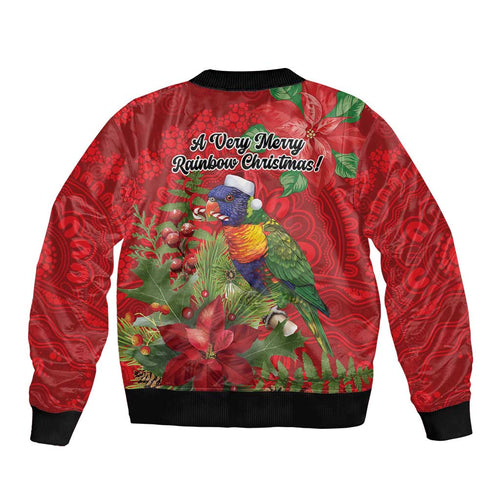 Aussie Rainbow lorikeet Sleeve Zip Bomber Jacket Aboriginal Inspired Christmas - Aussie Hoodie