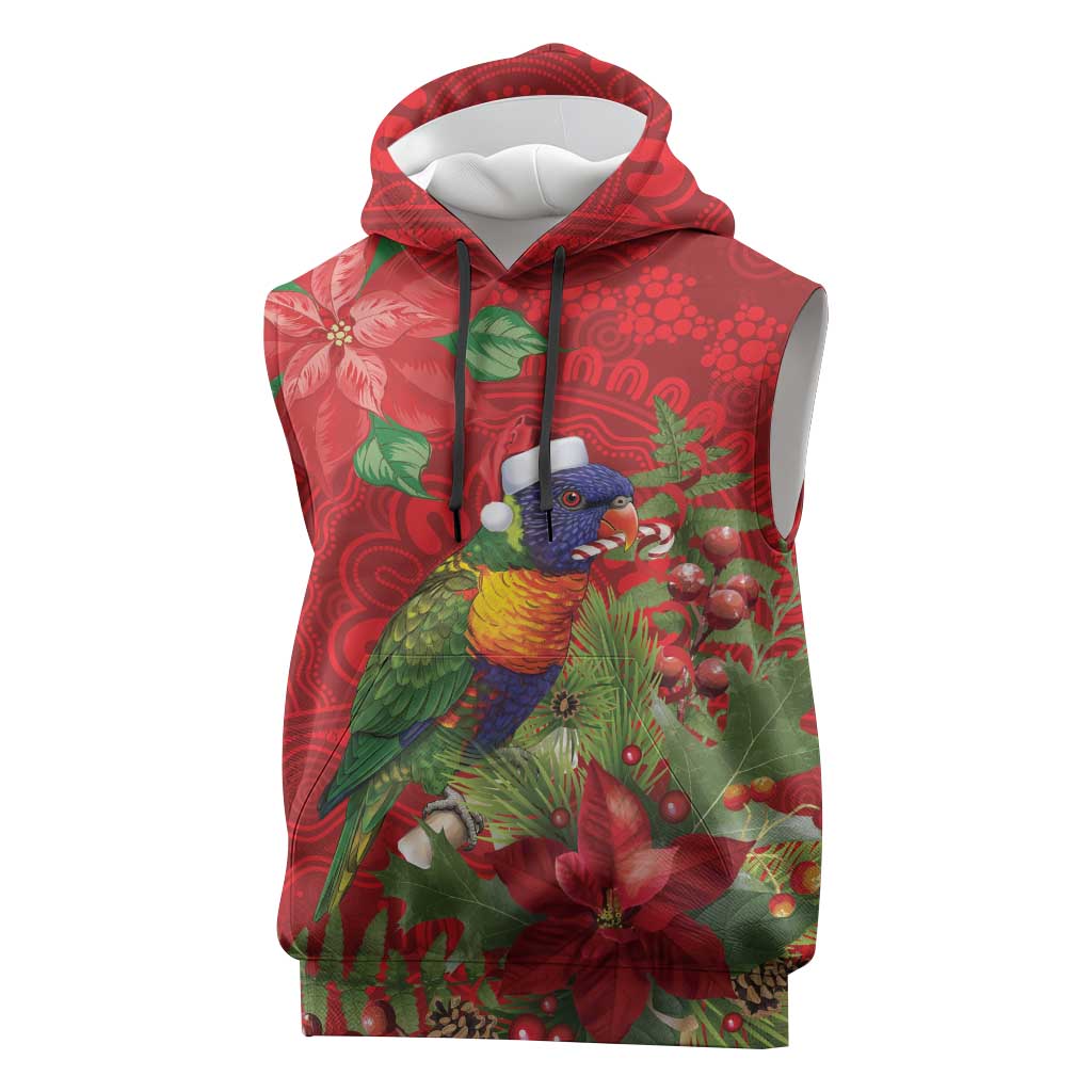 Aussie Rainbow lorikeet Sleeveless Hoodie Aboriginal Inspired Christmas - Aussie Hoodie
