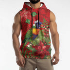 Aussie Rainbow lorikeet Sleeveless Hoodie Aboriginal Inspired Christmas - Aussie Hoodie