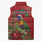 Aussie Rainbow lorikeet Sleeveless Puffer Jacket Aboriginal Inspired Christmas - Aussie Hoodie