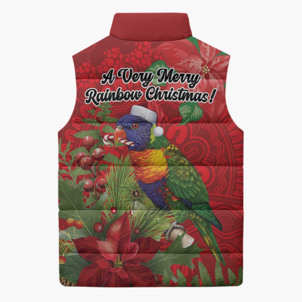 Aussie Rainbow lorikeet Sleeveless Puffer Jacket Aboriginal Inspired Christmas - Aussie Hoodie