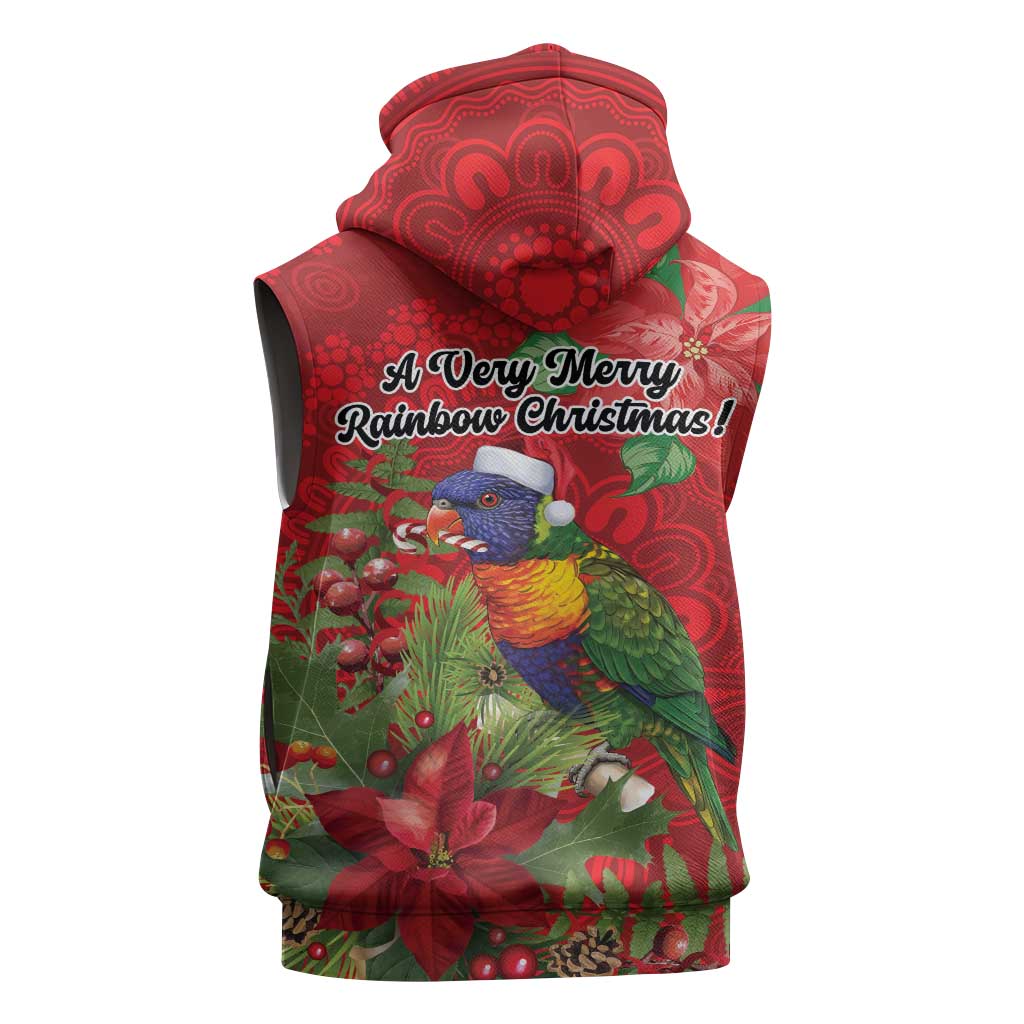 Aussie Rainbow lorikeet Sleeveless Zip Hoodie Aboriginal Inspired Christmas LT9