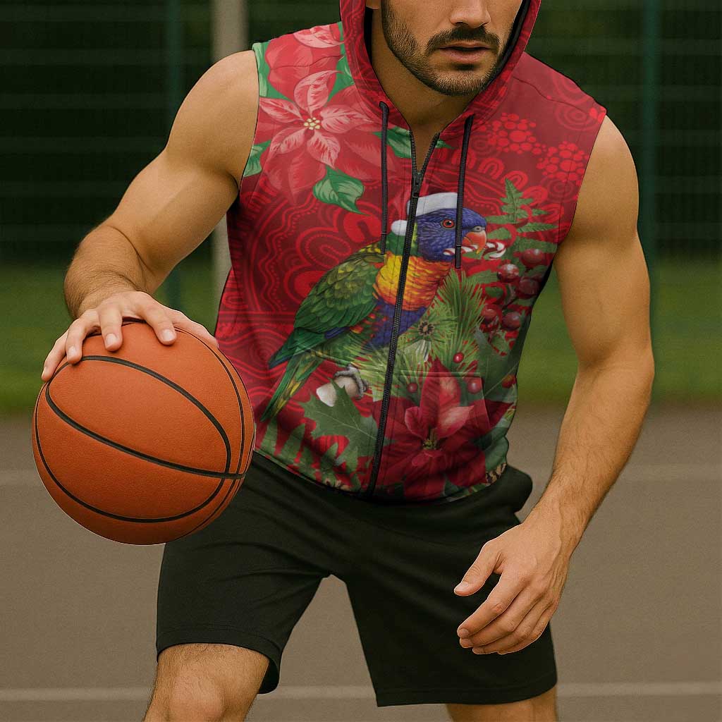 Aussie Rainbow lorikeet Sleeveless Zip Hoodie Aboriginal Inspired Christmas LT9