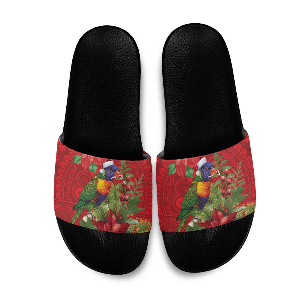 Aussie Rainbow lorikeet Slide Sandals Aboriginal Inspired Christmas - Aussie Hoodie