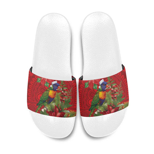Aussie Rainbow lorikeet Slide Sandals Aboriginal Inspired Christmas - Aussie Hoodie