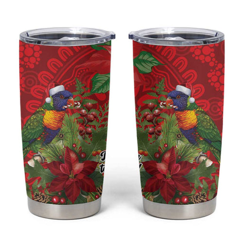 Aussie Rainbow lorikeet Tumbler Cup Aboriginal Inspired Christmas - Aussie Hoodie