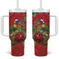 Aussie Rainbow lorikeet Tumbler With Handle Aboriginal Inspired Christmas - Aussie Hoodie