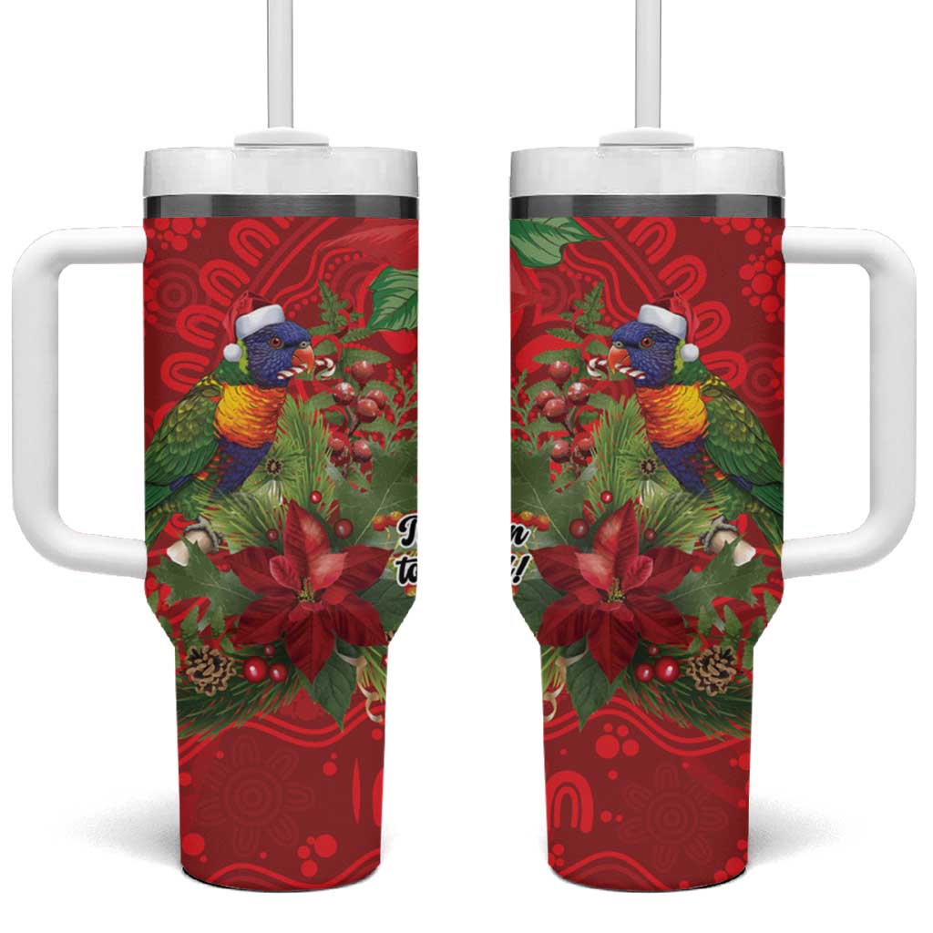 Aussie Rainbow lorikeet Tumbler With Handle Aboriginal Inspired Christmas - Aussie Hoodie